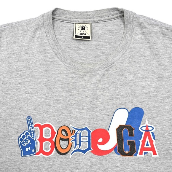 Bodega BDGA Men's MLB T-Shirt Tee Gray Large Red Sox Orioles Giants Angels Logo - Picture 6 of 8